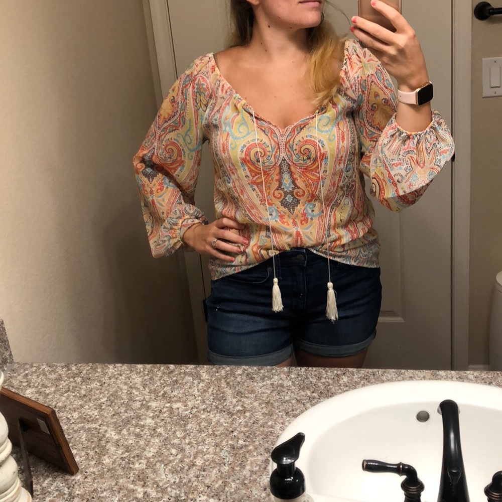 Boho INC Peasant Top with Tassles